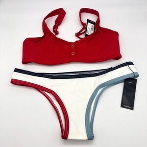 New Tavik Red & Color Block Bikini - Size XS
